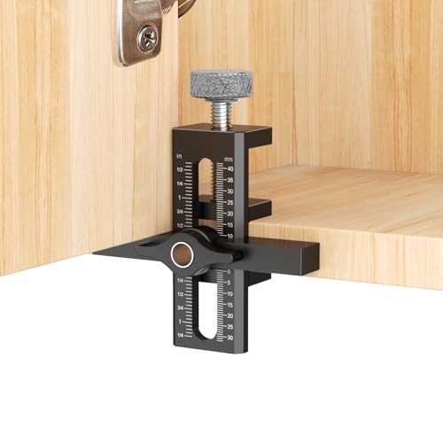 2-in-1 Cabinet Door Mounting Jig Adjustable Cabinet Door Installation Positioner Cabinet Door Positioning Tool Jig for Installing Frameless or Face Frame Cabinet Doors Black