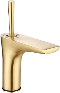 Grifos, cable de tracción dorado, grifo de bronce, grifo simple de calor frío, grifo, lavabo, lavabo, latón, grifos E gruesos/corto Comfortable anniversary