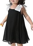 MITUN SEMI 12M-9Years Girls Summer Dress Boho Pleated Flowy Chiffon Midi Dress Party Tutu Black Dres