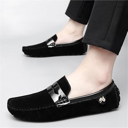 Anti-Slip Prom Fashion Slip On Men's Loafers Round Toe Driving Loafers Resistant Flat Heel4