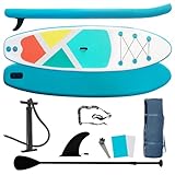 Inflatable SUP Stand-Up Paddle Boards for All Skill Levels, QILEBA 10'4'' Ultra-Light Paddleboard with Durable SUP Accessories, Fins, Paddle, Pump, Leash, Extra Wide Stable Non-Slip Yoga Deck