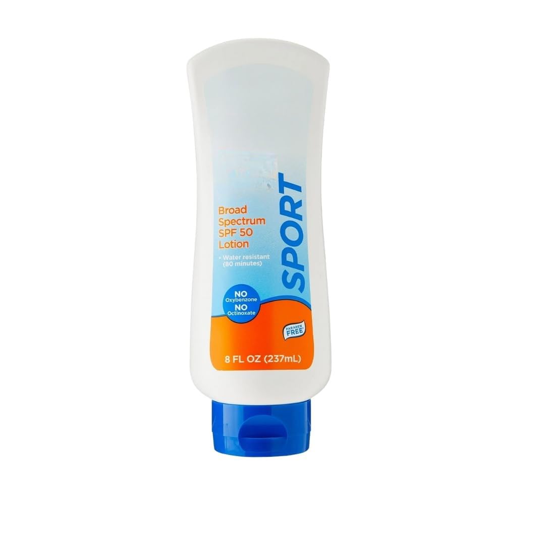 Generic Sport Sunscreen Lotion SPF 50 Broad Spectrum UVA UVB Protection Water-Resistant up to 80 Minutes Lightweight Non-Greasy