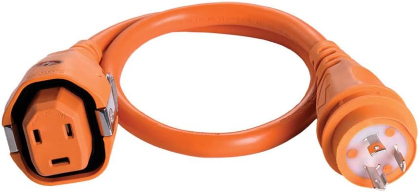 SmartPlug C30043 30 Amp Female Connector to 30 Amp Twist-Type Male Connector - 4', Orange
