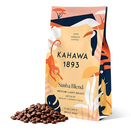 Kahawa 1893 Whole Bean Coffee Medium-Light Roast Simba Blend 12 Oz