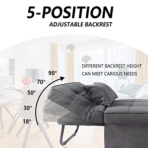 Ottoman Sofa Bed 4 in 1 Multi-Function Folding Sleeper Chair Bed Adjustable Recliner for Living Room (Dark Grey)