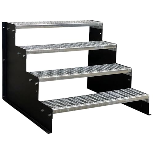 4 Stufen Standtreppe schwarz 18 cm Stufenhöhe 60 cm Breite 72 cm Höhe ohne Geländer