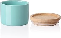 Vista 55 de SWEEJAR – Recipiente de cerámica para almacenamiento de alimentos, recipientes apilables con tapa hermética de madera para servir café molido, té