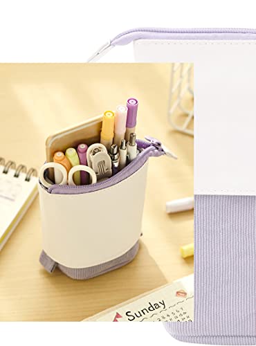 Friinder Telescopic Pencil Bag Pen Holder Stationery Case, Pu Corduroy Stand-Up Retractable Transformer Bag Colorful Organizer, Great For Christmas Holiday Gift (Green) #TOP6