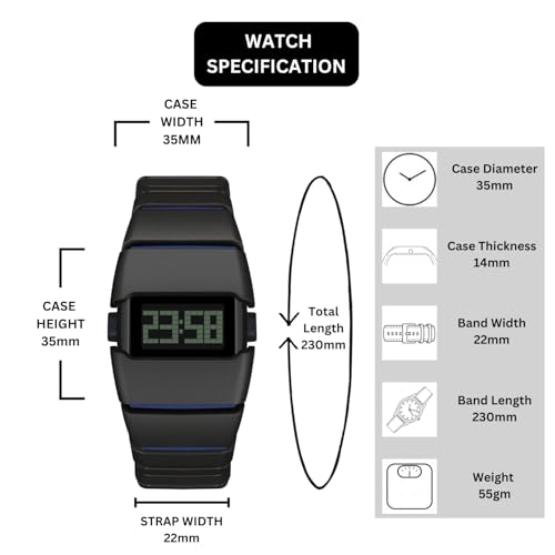 Image of ON TIME OCTUS Unisex Retro Digital Watch | Futuristic Link Strap | LED Display Wristwatch for Men, Women