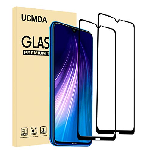 UCMDA Verre Trempé pour Redmi Note 8, Lot de 2 Couverture Complète Glass Film Protection, Anti Rayures Protecteur écran pour Xiaomi Redmi Note 8