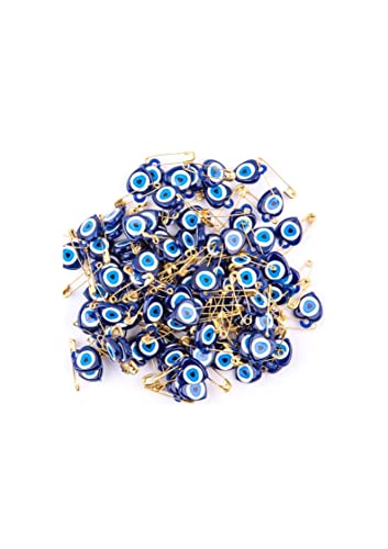 Breloques porte-bonheur œil turc Nevfactory de 13 mm avec épingles à nourrice | Lot de 100 pièces
