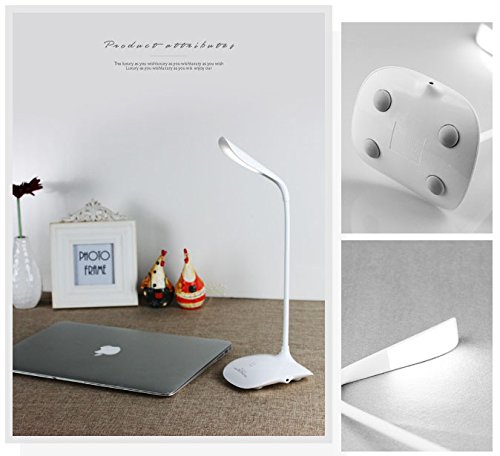 Leadleds Reading Light for Desktop&Table Lamp-14 LED-Rechargeable, Touch-Sensitive Control, Dimmable 3 Levels Brightness Adjustable, Goose-Neck, Good for Living Room, Bedroom, Office