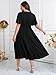 SHESTARR Plus Size Womens Dresses Wedding Guest Elegant V Neck Short Sleeve Flowy A-Line Split Cocktail Evening Maxi Dress Black