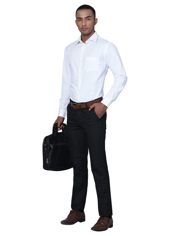 Image of Cantabil Men Checkered Non Pleated Regular Fit Mid Rise Formal Trousers for Men | Formal Pants for Men | Formal Wear Regular Fit Trousers for Men (P MTRF00073)