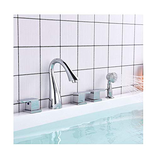 Mitigeur de baignoire contre les éclaboussures ensemble douche 5 trous carré chrome