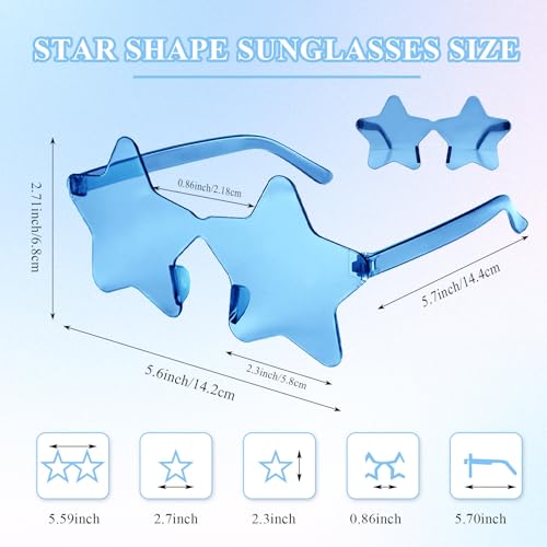 NACHLYNN 12 Pcs Rimless Star Shaped Sunglasses Light Blue Transparent Sunglasses Pentagram Glasses for Party Favor Cosplay3