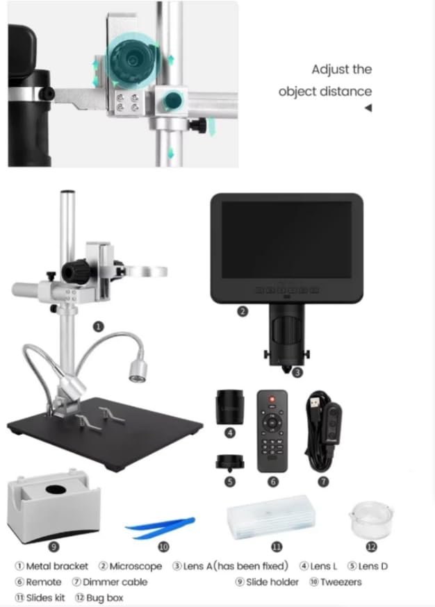 AD249S-M 10,1'' LCDUHD 2160P4K mikroskop cyfrowy ze stopu aluminium 2000X 3Lens PCBRepair Soldering