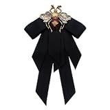 Chamvino Vintage alloy black bow Bee Brooch preppy ribbon bow tie for men and women