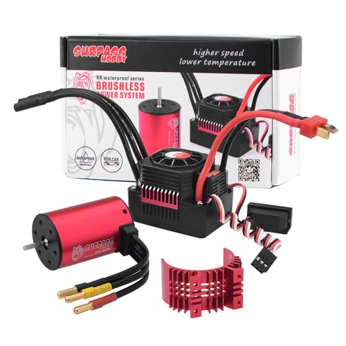 GIXCEL Surpass Hobby 3660 Brushless Motor with 60A ESC Combo, Waterproof Motor ESC for 1/10 RC Cars Trucks Upgrades (4200KV)