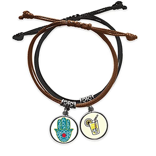 Bracelet oeil rouge Egypte en cuir véritable et corde ajustable