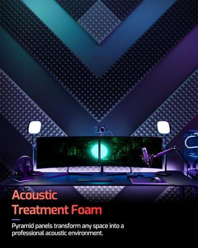 image for LEIYER Acoustic Panels 12 pack Pyramid Self-Adhesive Upgrade,2