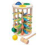 small foot Klopfkugelturm XL aus Holz, lustiges Klopfspiel mit DREI Kugeln und einem Hammer, ab 12 Monaten, 6569