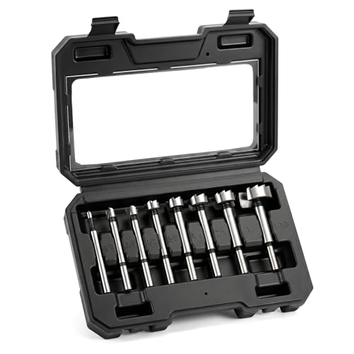 Devvicoo Forstner Bit Set 8Pcs Wood Drilling Bits for Flat-Bottom Holes