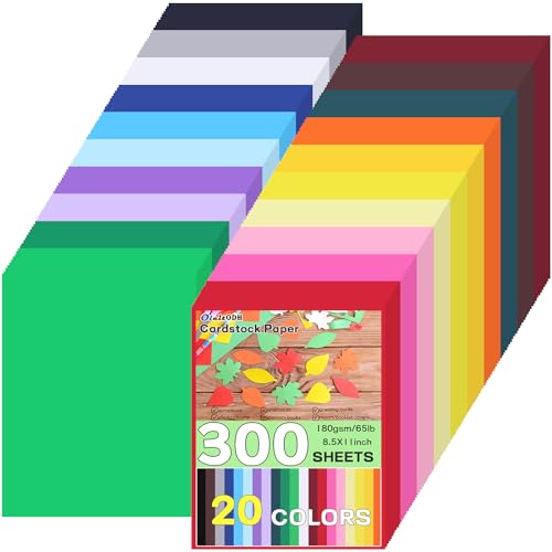 Oleitodh Colored Cardstock Bulk 309 PCS, 8.5” x 11” Cardstock Paper Set, 20 Assorted Colors Construction Paper,180 GSM Card Stock Scrapbooking Supplies for Diy Crafts Cricut Card Making