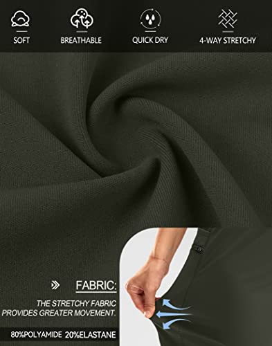 Women's High Waisted 9" Bermuda Shorts With Zipper Pockets Athletic Workout Long Shorts For Women Knee Length(Olive Green,L) #TOP4