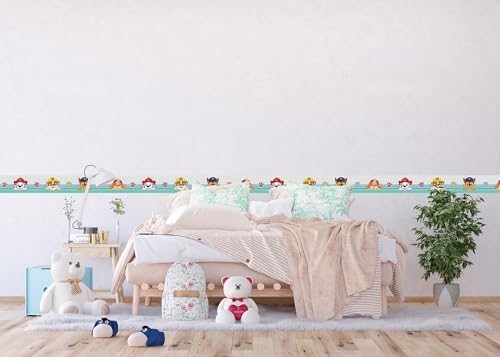 AG Design Selbstklebende Bordüre Paw Patrol, AWBD 8013 | Wasserfest Kinderzimmer Wand Dekoration | Wandbordüre für Mädchen und Junge | Folie, Mehrfarbig | Breite 500 cm x Höhe 13.8 cm