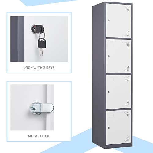 Metal Storage Lockers, 4 Door Large Locker For Employees, School, Gym, Home Office Storage Cabinet With Keys #TOP3