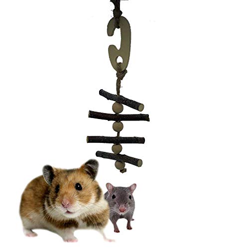 Mini Mates Pet Small Animal Accessories Wooden Hanging Chew Charm Toy Mouse Hamster Rat Gerbil Chinchilla Reptile Chew Toys