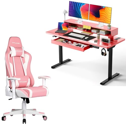 Cadeira de jogo GTPLAYER rosa com altifalante Bluetooth