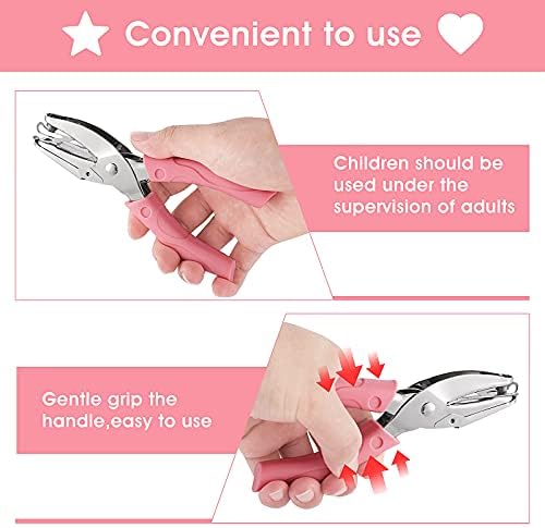 ASTER 2PCS Handheld Hole Paper Punch Metal Single Handheld Hole Paper Punchers with Soft Grip Heart/Star Shape, Hole Puncher for DIY Craft Tags Clothing Ticket Scrapbook Tool