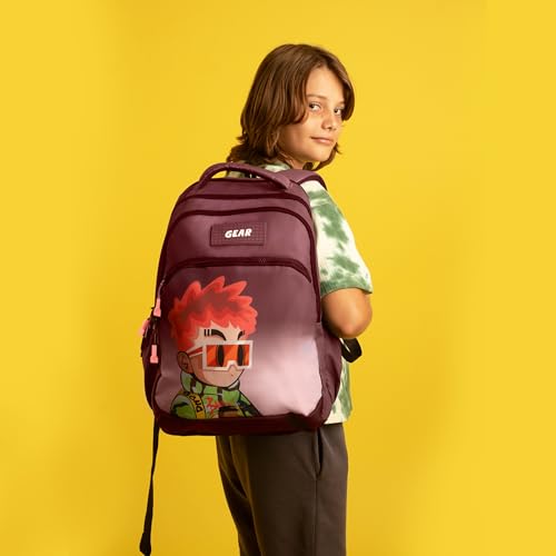 Image of Gear Tango Backpack 17 inch /29L Medium Water Resistant School Bag /Casual Backpack /Daypack /Kids Bag for Boys /Girls (Maroon-Orange)