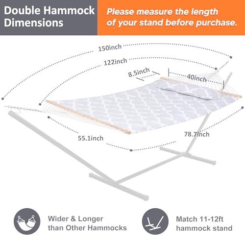 Image of SUNCREAT Replacement Hammock for Stand, 475 lbs Capacity, Two Person Backyard Hammock for Outside, Gray Cloud