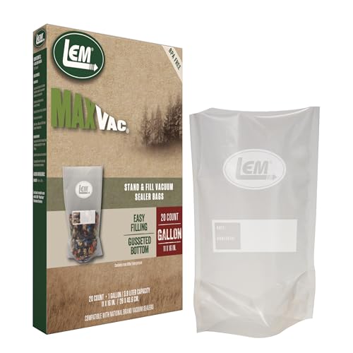 LEM Products MaxVac Stand & Fill Vacuum Sealer Bags BPA-Free Puncture-Resistant 11 x 16 Inches 20 Count