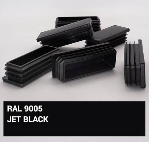 Image of (Pack of 14) Rectangular Plastic Plugs 1-3 /16 inch x 3-5 /32 inch (30 x 80 mm), Matt Plugs, Rectangular Tube Inserts, Fence Post Caps, Jet Black RAL 9005