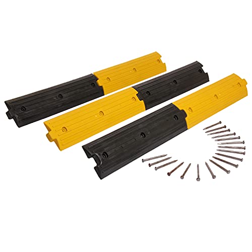 Image of LADWA 6 Piece, 3 Mtrs Plastic Rumblers Road Safety Speed Breaker in Black & Yellow Color for High Visibility - (3 X Yellow & 3 X Black)