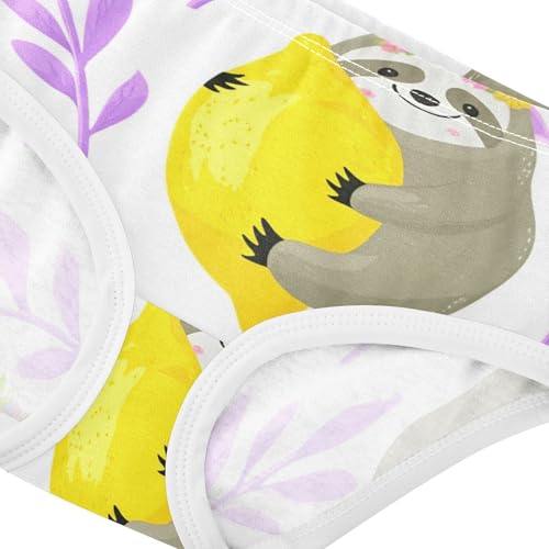 Toddler Underwear Custom 2t Cotton Cute Panties Girl Cartoon Undies Kids Briefs Cute Sloths Flower Yellow Lemons4
