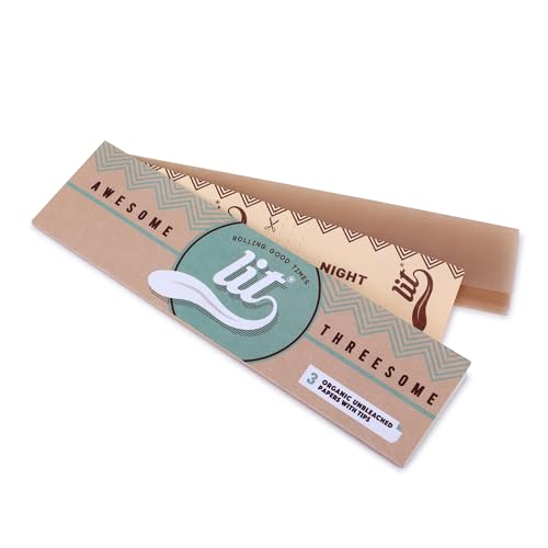Image of LIT AWESOME THREESOME Organic Brown Rolling Paper Pack of 50 (3x3) GET FREE Two 420 High Society Booklets & Two Roach Book.