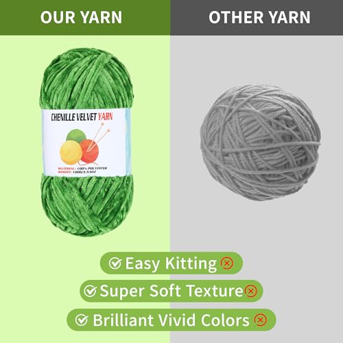 Image of Velvet Chenille Chunky Yarn, Handcrafts Weaving Soft Chenille Yarn for Crocheting Clearance, Used for Making Baby Yarn Blanket, Clothes, Knitting Creations (1 - Red)