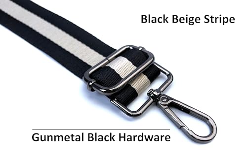 Image of Purse Strap Replacement for Crossbody Bags & Handbags | Premium Webbing with Gunmetal Black Hardware Clip-On Installation Adjustable Length Comfortable Wide Guitar Style Strap