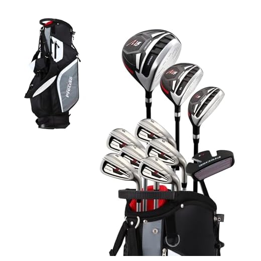 Top Line Men's M5 Golf Club Set , Left Handed Only, Includes Driver, Wood, Hybrid, 5, 6, 7, 8, 9, PW Stainless Steel Irons with True Temper Steel Shaft, Putter, Stand Bag & 3 Headcovers