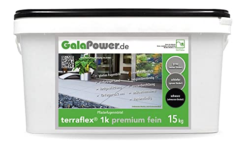 Preisvergleich Produktbild GalaPower terraflex 1k premium fein Pflasterfugenmörtel - 15 kg (einfarbiger Sand, schwarz)