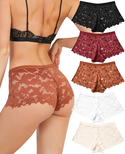 Image of Sunm Boutique Sexy Underwear for Women, Cheeky Lace Boy Shorts