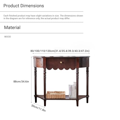 Mesa consola de madera maciza para recibidor entrada con cajones 80cm 3