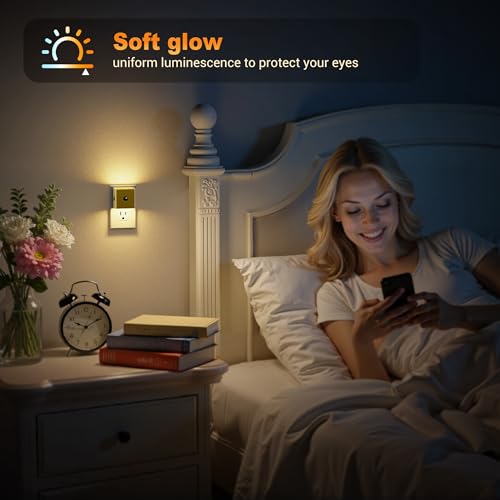 Image of JandCase Motion Sensor Night Light, Night Lights Plug into Wall with Adjustable Brightness, Motion Activated Night Light, 3000K Warm White, for Kids Bathroom Hallway Kitchen Bedroom