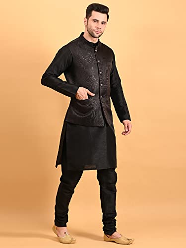 Image of Uri and MacKenzie Men's Silk Blend Kurta Pajama with Designer Ethnic Nehru Jacket /Modi Jacket