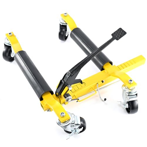 DEDC Wheel Dolly, 1 Piece Wheel Dolly Car Skates, Vehicle Positioning Hydraulic Tire Jack Lift, Hydraulic Car Wheel DollyJack, Jack for Trailer Truck RV, Dolly Ratcheting Foot Pedal, 1500 LBS